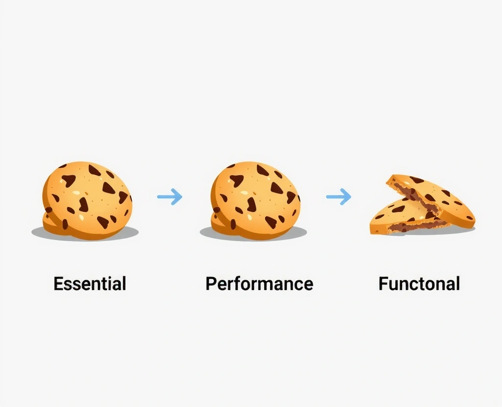 Cookie types illustration showing different types of digital cookies